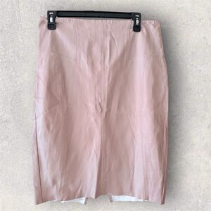Express beige faux leather pencil skirt size 6, high waisted midi skirt